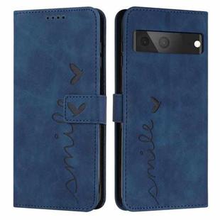 For Google Pixel 7 Skin Feel Heart Pattern Leather Phone Case(Blue)