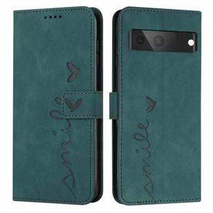 For Google Pixel 7 Skin Feel Heart Pattern Leather Phone Case(Green)