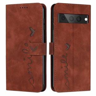 For Google Pixel 7 Pro Skin Feel Heart Pattern Leather Phone Case(Brown)