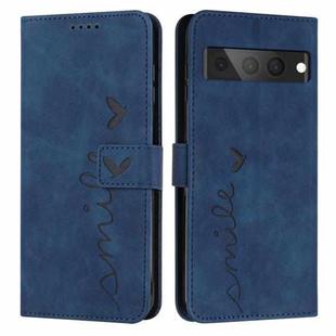 For Google Pixel 7 Pro Skin Feel Heart Pattern Leather Phone Case(Blue)