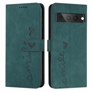 For Google Pixel 7 Pro Skin Feel Heart Pattern Leather Phone Case(Green)