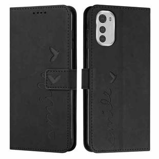 For Motorola Moto E32/E32s Skin Feel Heart Pattern Leather Phone Case(Black)