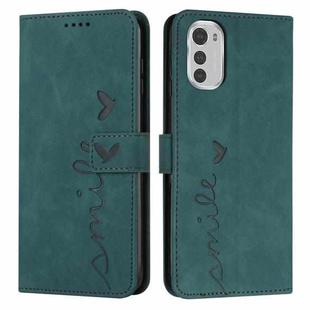 For Motorola Moto E32/E32s Skin Feel Heart Pattern Leather Phone Case(Green)