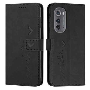 For Motorola Edge 2022 Skin Feel Heart Pattern Leather Phone Case(Black)