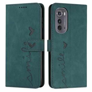 For Motorola Edge 2022 Skin Feel Heart Pattern Leather Phone Case(Green)