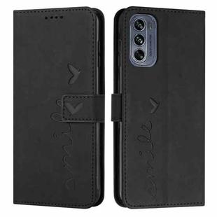 For Motorola Moto G62 5G Skin Feel Heart Pattern Leather Phone Case(Black)