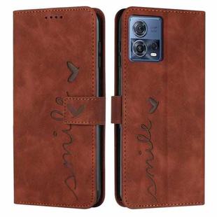 For Motorola Moto S30 Pro 5G/Edge 30 Fusion 5G Skin Feel Heart Pattern Leather Phone Case(Brown)