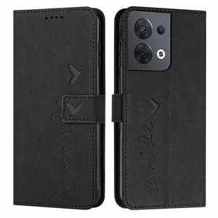 For OPPO Reno8 Skin Feel Heart Pattern Leather Phone Case(Black)