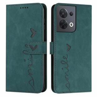 For OPPO Reno8 Skin Feel Heart Pattern Leather Phone Case(Green)