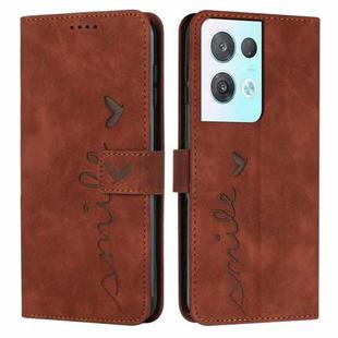 For OPPO Reno8 Pro/Reno8 Pro+ Skin Feel Heart Pattern Leather Phone Case(Brown)