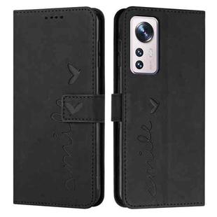 For Xiaomi 12 Lite Skin Feel Heart Pattern Leather Phone Case(Black)