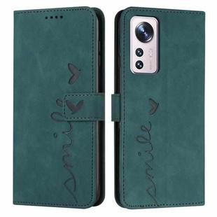 For Xiaomi 12 Lite Skin Feel Heart Pattern Leather Phone Case(Green)