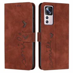 For Xiaomi 12T/12T Pro/Redmi K50 Ultra Skin Feel Heart Pattern Leather Phone Case(Brown)