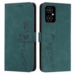 For Xiaomi Poco M4 5G Skin Feel Heart Pattern Leather Phone Case(Green)