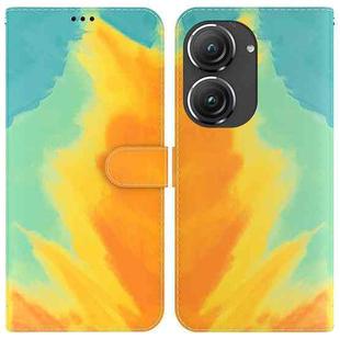 For Asus Zenfone 9 Watercolor Pattern Flip Leather Phone Case(Autumn Leaf)