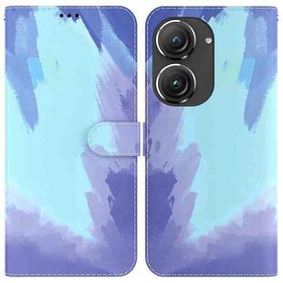 For Asus Zenfone 9 Watercolor Pattern Flip Leather Phone Case(Winter Snow)