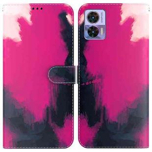 For Motorola Edge 30 Neo / Edge 30 Lite Watercolor Pattern Flip Leather Phone Case(Berry Color)