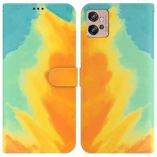 For Motorola Moto G32 Watercolor Pattern Flip Leather Phone Case(Autumn Leaf)