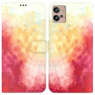 For Motorola Moto G32 Watercolor Pattern Flip Leather Phone Case(Spring Cherry)