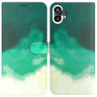 For Nothing Phone 1 Watercolor Pattern Flip Leather Phone Case(Cyan Green)