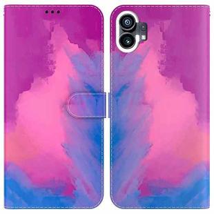 For Nothing Phone 1 Watercolor Pattern Flip Leather Phone Case(Purple Red)