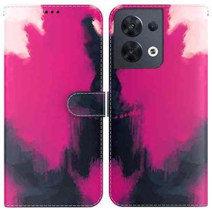 For OPPO Reno8 Watercolor Pattern Flip Leather Phone Case(Berry Color)