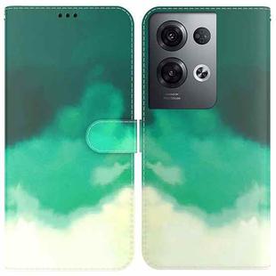 For OPPO Reno8 Pro+ Watercolor Pattern Flip Leather Phone Case(Cyan Green)