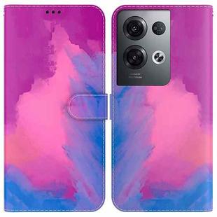 For OPPO Reno8 Pro+ Watercolor Pattern Flip Leather Phone Case(Purple Red)