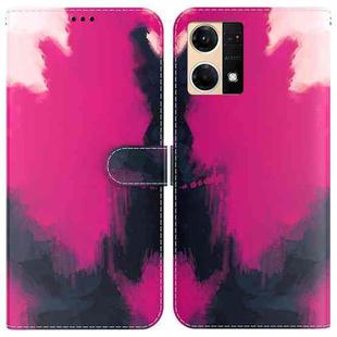 For OPPO Reno7 4G Watercolor Pattern Flip Leather Phone Case(Berry Color)