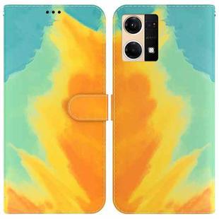 For OPPO Reno7 4G Watercolor Pattern Flip Leather Phone Case(Autumn Leaf)