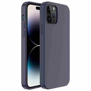 For iPhone 14 Pro Max Mutural Yuemu Series Liquid Silicone Microfiber Case(Dark Blue))