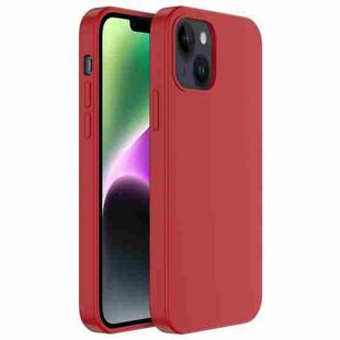 For iPhone 14 Plus Mutural Yuemu Series Liquid Silicone Microfiber Case(Rose Red)