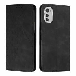 For Motorola Moto E32 4G/E32s Diamond Pattern Splicing Skin Feel Magnetic Phone Case(Black)
