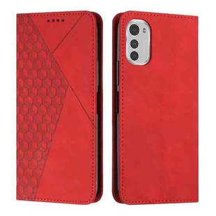 For Motorola Moto E32 4G/E32s Diamond Pattern Splicing Skin Feel Magnetic Phone Case(Red)