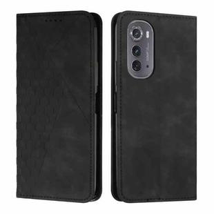 For Motorola Edge 2022 Diamond Pattern Splicing Skin Feel Magnetic Phone Case(Black)