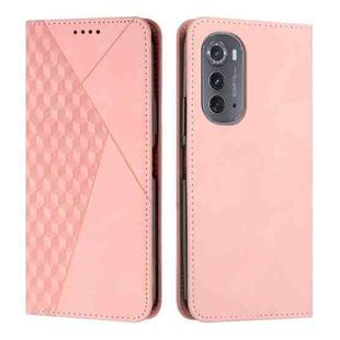 For Motorola Edge 2022 Diamond Pattern Splicing Skin Feel Magnetic Phone Case(Rose Gold)