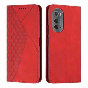 For Motorola Edge 2022 Diamond Pattern Splicing Skin Feel Magnetic Phone Case(Red)