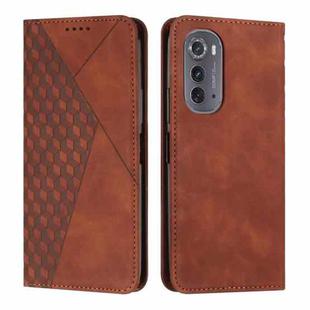 For Motorola Edge 2022 Diamond Pattern Splicing Skin Feel Magnetic Phone Case(Brown)