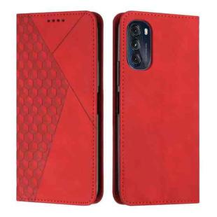 For Motorola Moto G 2022 5G Diamond Pattern Splicing Skin Feel Magnetic Phone Case(Red)