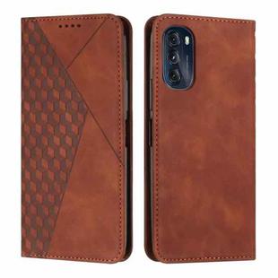 For Motorola Moto G 2022 5G Diamond Pattern Splicing Skin Feel Magnetic Phone Case(Brown)