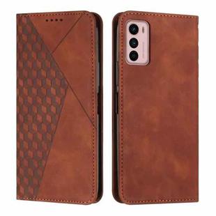 For Motorola Moto G42 Diamond Pattern Splicing Skin Feel Magnetic Phone Case(Brown)