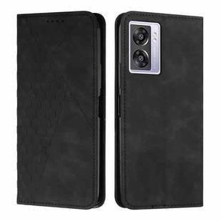 Diamond Splicing Skin Feel Magnetic Leather Phone Case For OPPO A57 5G/Realme V23/A77 5G/A57 4G Global/A57e 4G Global/A57s 4G Global/A77 4G Global/OnePlus Nord N20 SE 4G Global(Black)