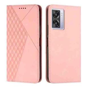Diamond Splicing Skin Feel Magnetic Leather Phone Case For OPPO A57 5G/Realme V23/A77 5G/A57 4G Global/A57e 4G Global/A57s 4G Global/A77 4G Global/OnePlus Nord N20 SE 4G Global(Rose Gold)