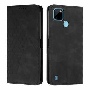 For Realme C21Y/C25Y Diamond Splicing Skin Feel Magnetic Leather Phone Case(Black)
