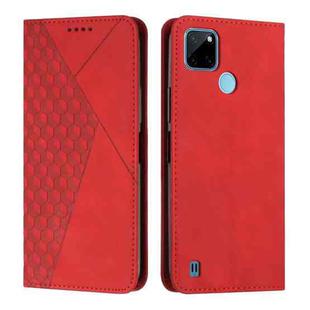 For Realme C21Y/C25Y Diamond Splicing Skin Feel Magnetic Leather Phone Case(Red)