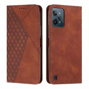 For Realme C31 4G Diamond Splicing Skin Feel Magnetic Leather Phone Case(Brown)