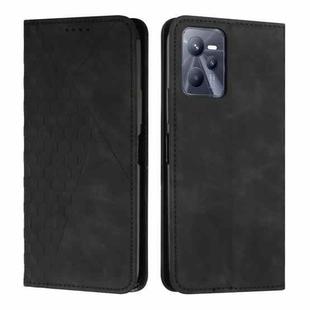 For Realme C35/Narzo 50A Prime 4G Diamond Splicing Skin Feel Magnetic Leather Phone Case(Black)