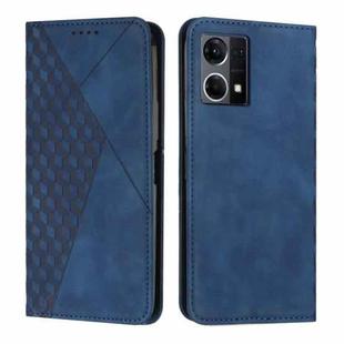 For OPPO Reno7 4G Global/F21 Pro 4G Diamond Splicing Skin Feel Magnetic Leather Phone Case(Blue)