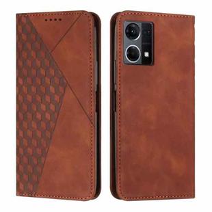 For OPPO Reno7 4G Global/F21 Pro 4G Diamond Splicing Skin Feel Magnetic Leather Phone Case(Brown)