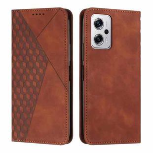 For Xiaomi Redmi Note 11T Pro 5G/Note 11T Pro+ 5G/Xiaomi Poco X4 GT Diamond Splicing Skin Feel Magnetic Leather Phone Case(Brown)